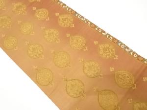 草花模様織り出し袋帯